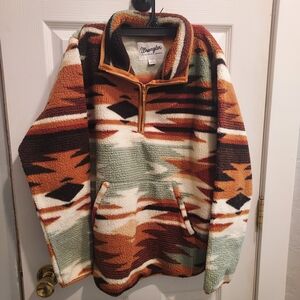 Wrangler Women's Multicolor Sherpa Fleece Pullover Quarter Zip